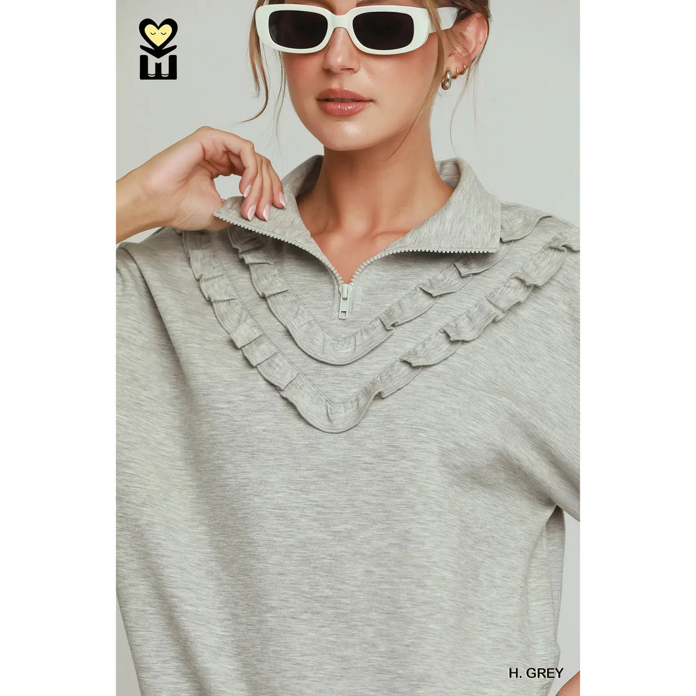 H1034-TP HG Umgee MOHMe Ruffle Drawstring Bottom & Quarter Zip Top Various Sizes - Picture 6 of 12